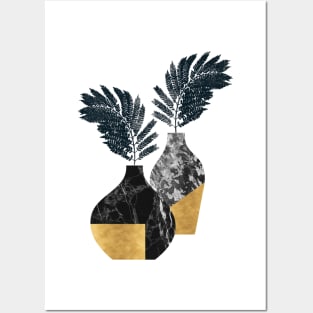 Gold + Marble Floral Vase Posters and Art